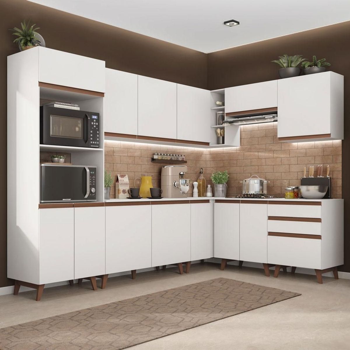 MADESA - Cocina Integral de Esquina Reims 4.60 m con Encimera Blanco 01