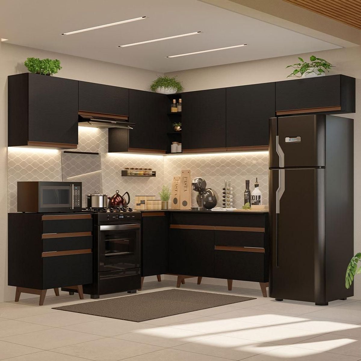 MADESA - Cocina Integral de Esquina Reims 4.60 m con Encimera Negro 03