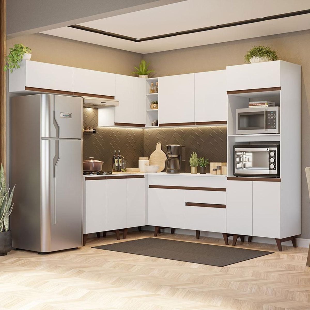 MADESA - Cocina Integral de Esquina Reims 4.70 m con Encimera Blanco 01