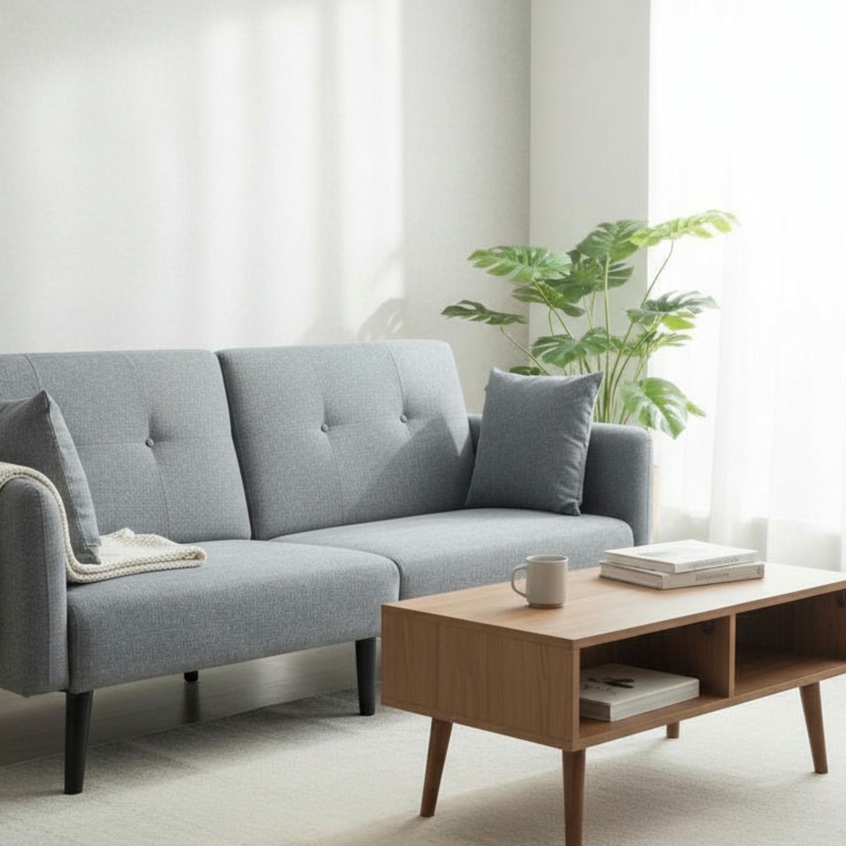 MUEBLES FIOTTI - Sofá cama 3 puestos Gris Akodie