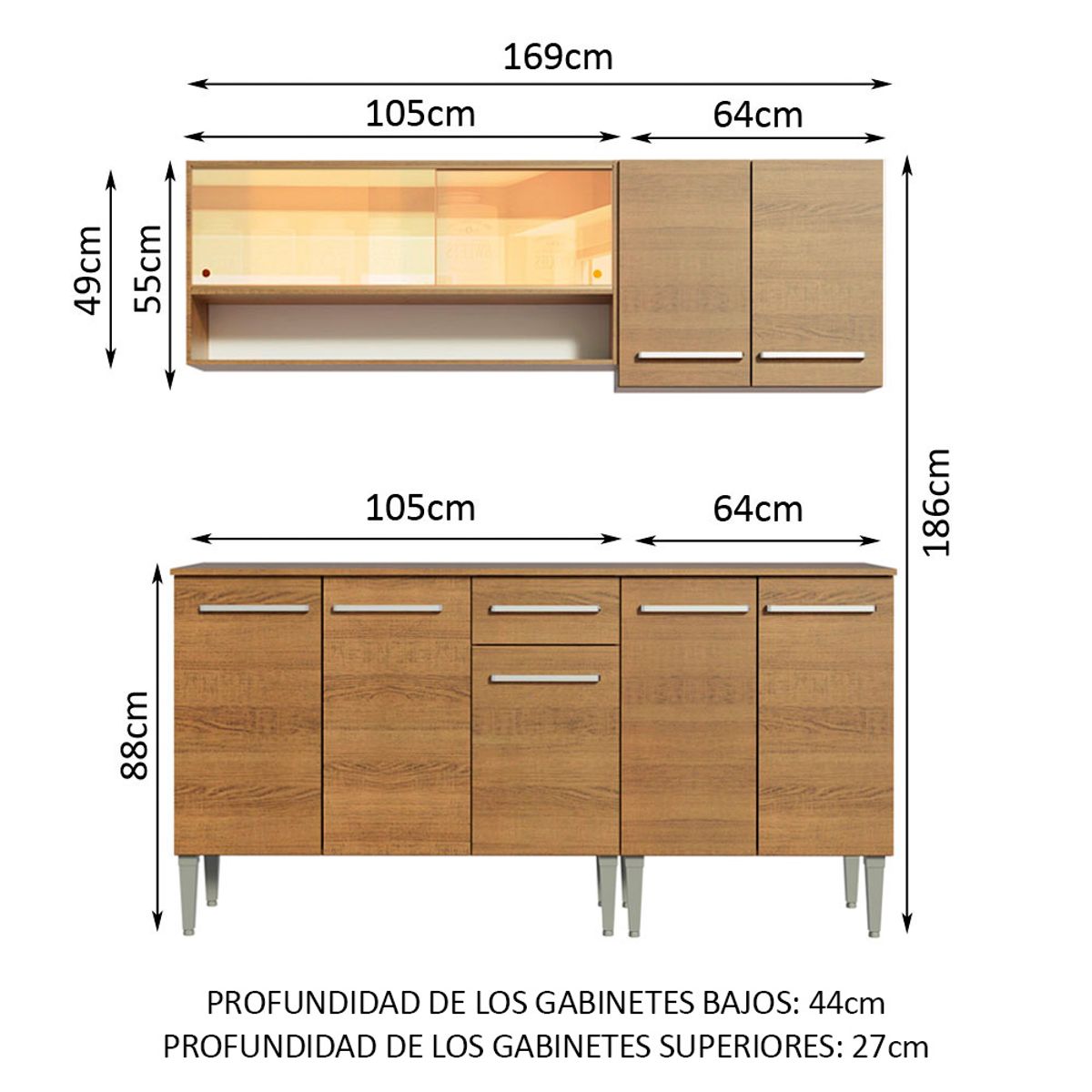MADESA - Cocina Integral Emilly Dance 1.70 Metros Marrón 07