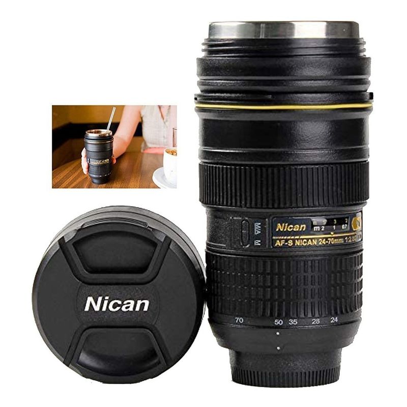 GENERICO - Vaso Mug Termo Taza Lente De Camara Nikon 24 70mm