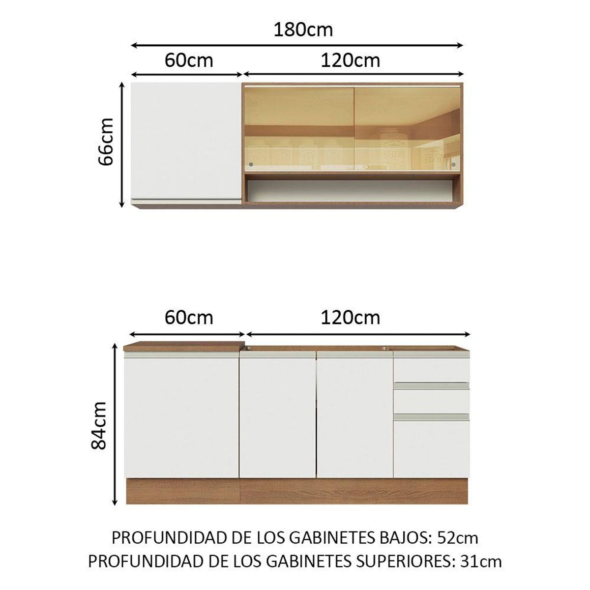 MADESA - Cocina Integral Glamy 1.80 Metros Marrón/Blanco 06