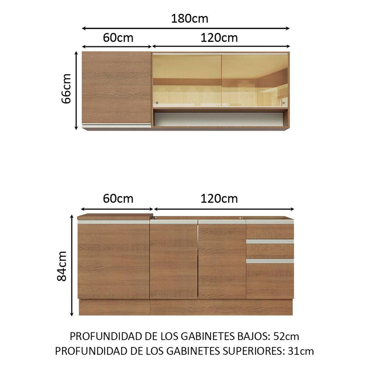 MADESA - Cocina Integral Glamy 1.80 Metros Marrón 06