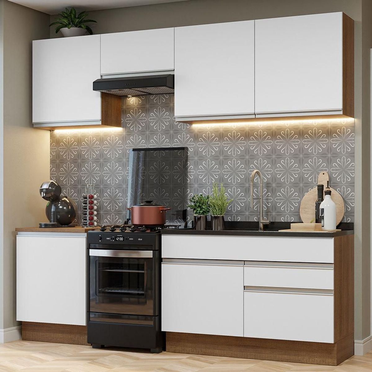 MADESA - Cocina Integral Glamy 2.40 Metros Marrón/Blanco 08