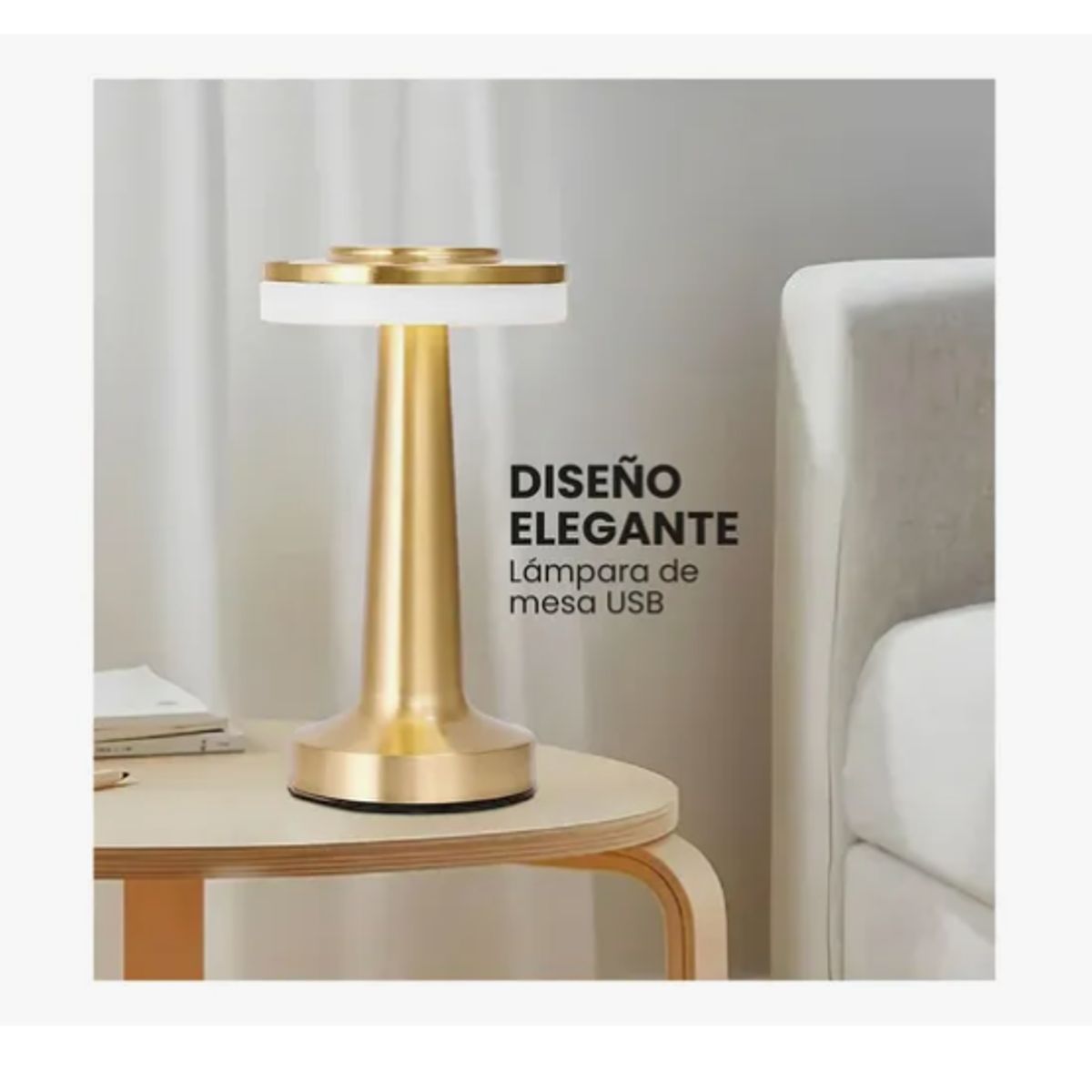 INNOVA - Lámpara De Mesa Led Recargable Táctil USB Aluminio Luz Decorativa