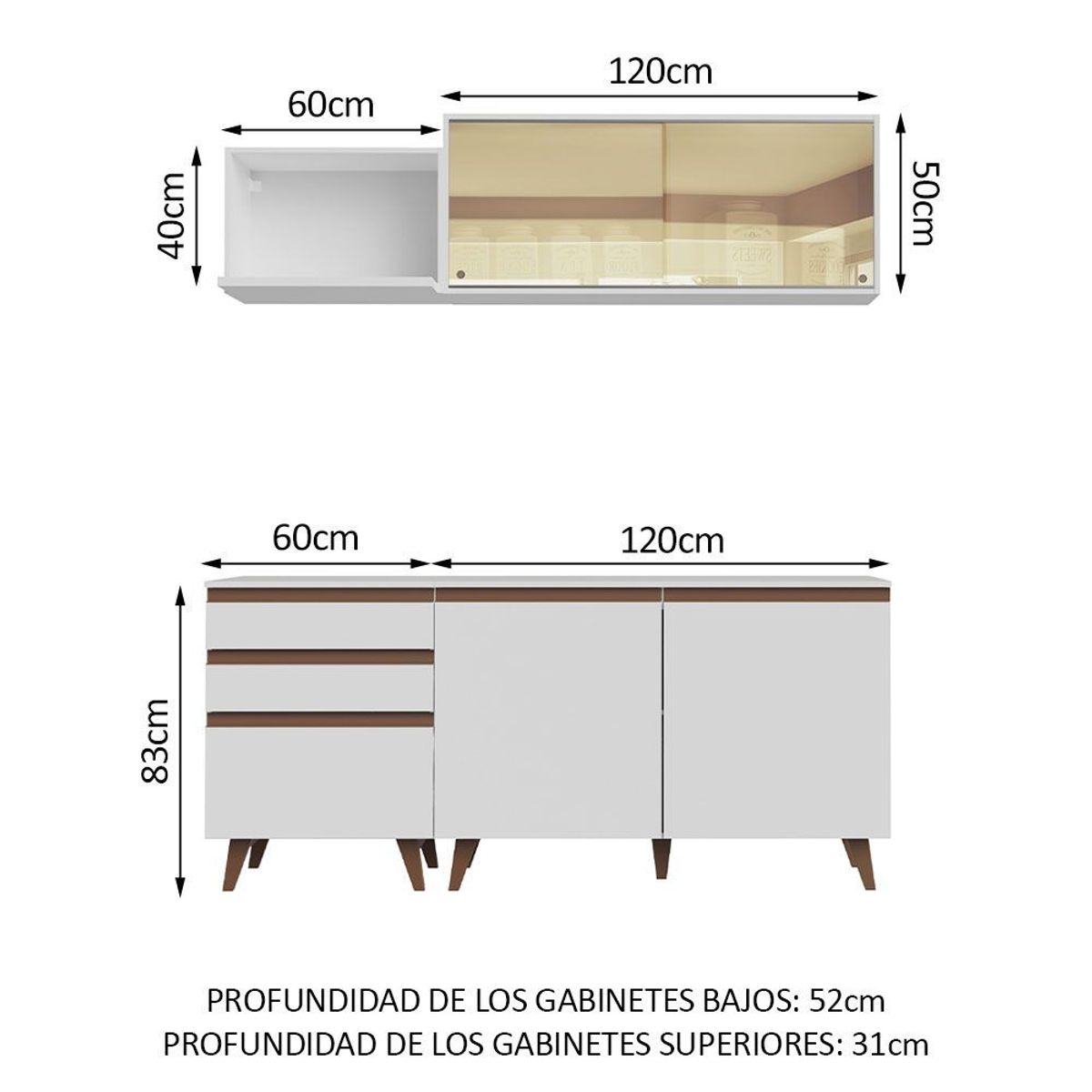 MADESA - Cocina Integral Reims 1.80 m con Encimera Blanco 01