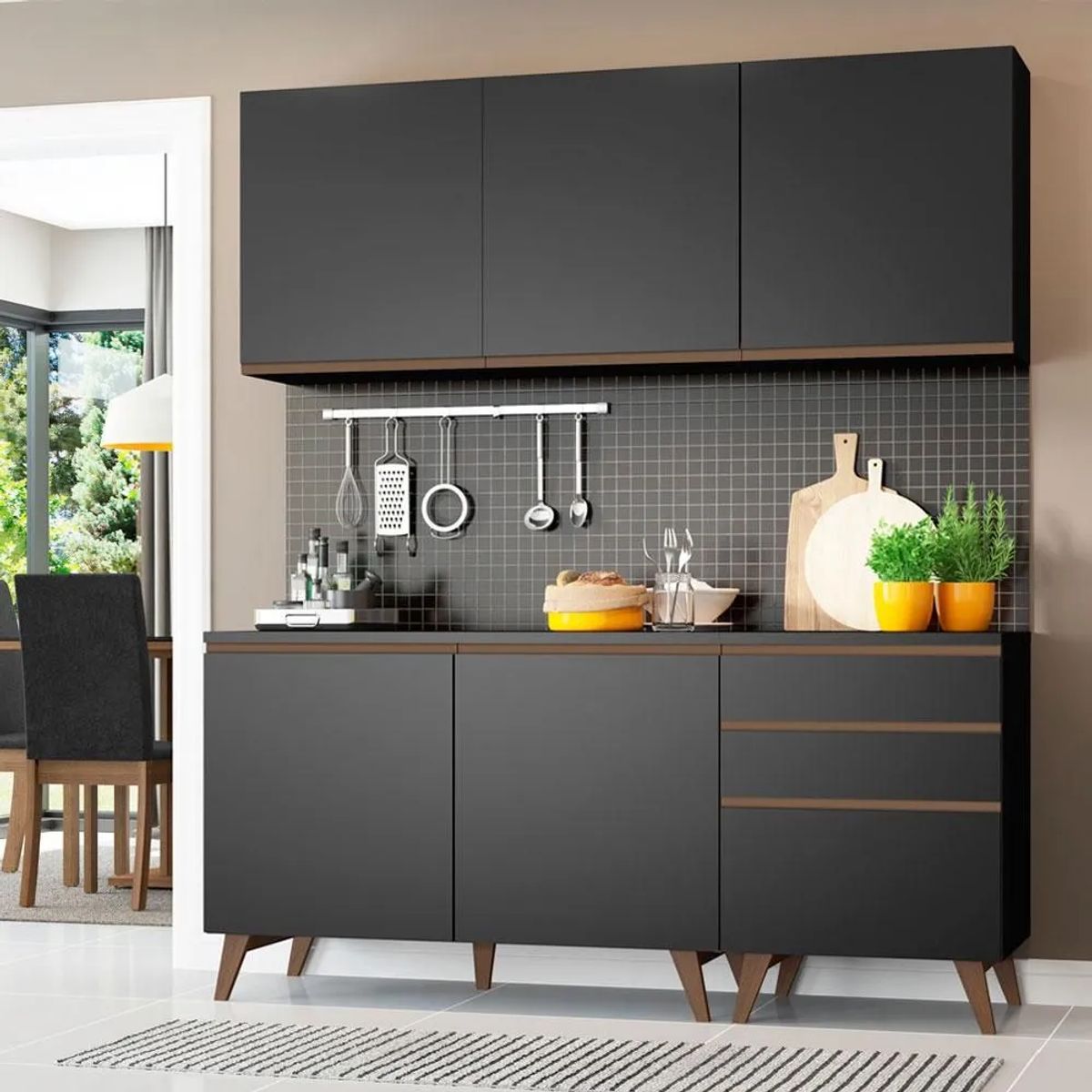 MADESA - Cocina Integral Reims 1.80 m con Encimera Negro 80