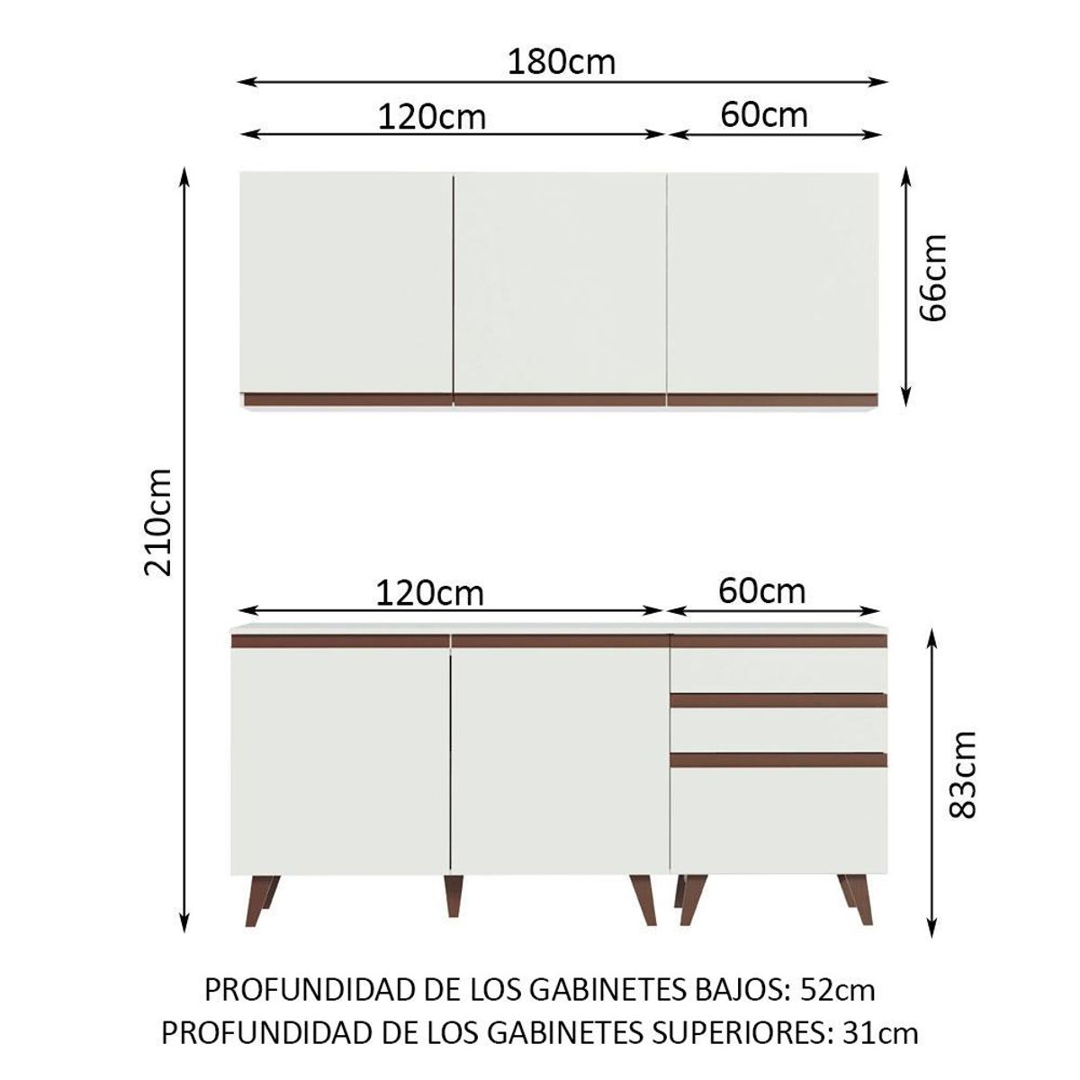 MADESA - Cocina Integral Reims 1.80 m con Encimera Blanco 80