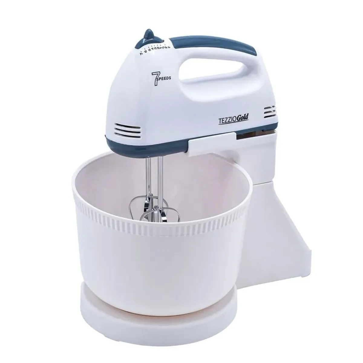 TEZZIO - Batidora Electrica de Pedestal Tezzio Color Blanca con accesorios