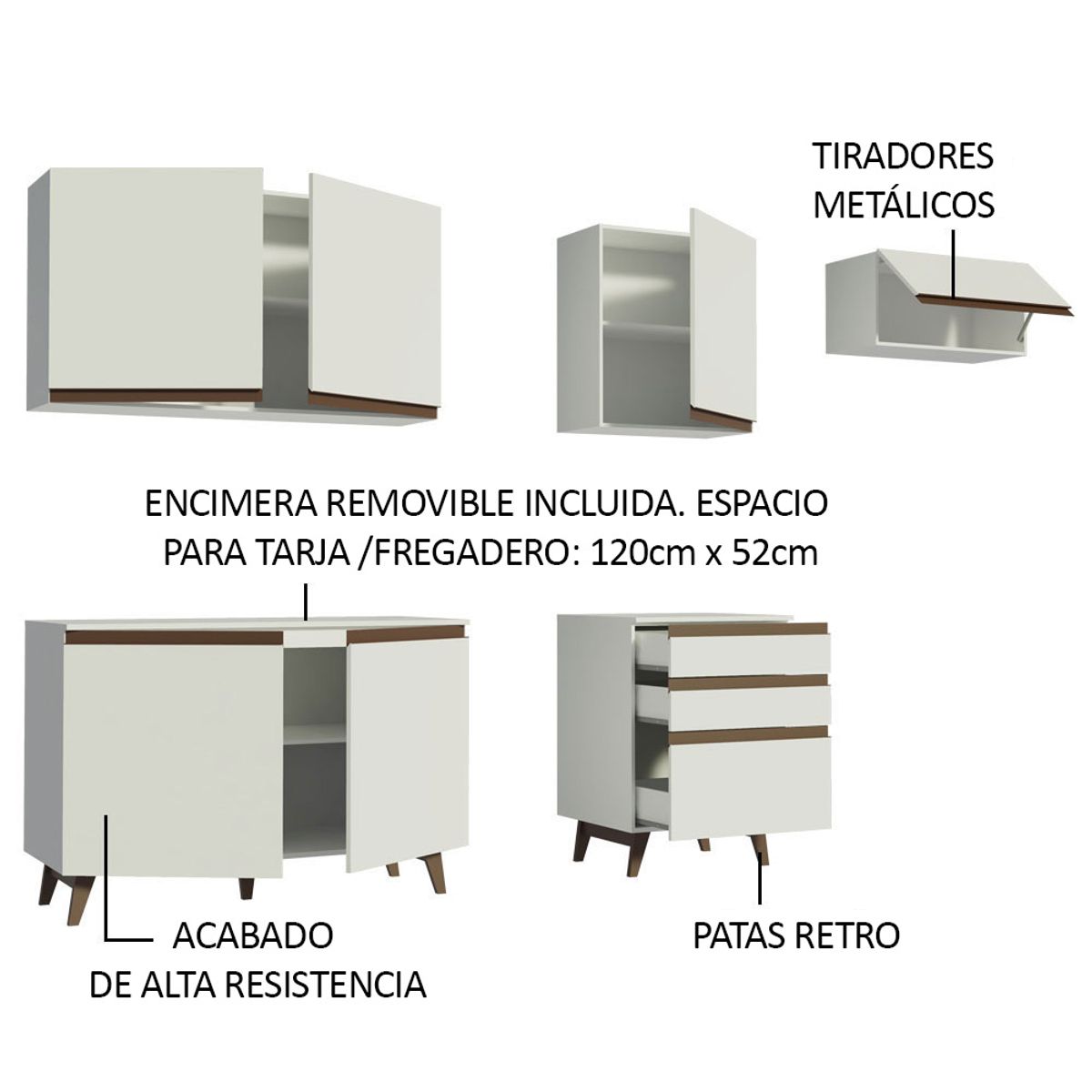 MADESA - Cocina Integral Reims 2.50 m con Encimera Blanco 02