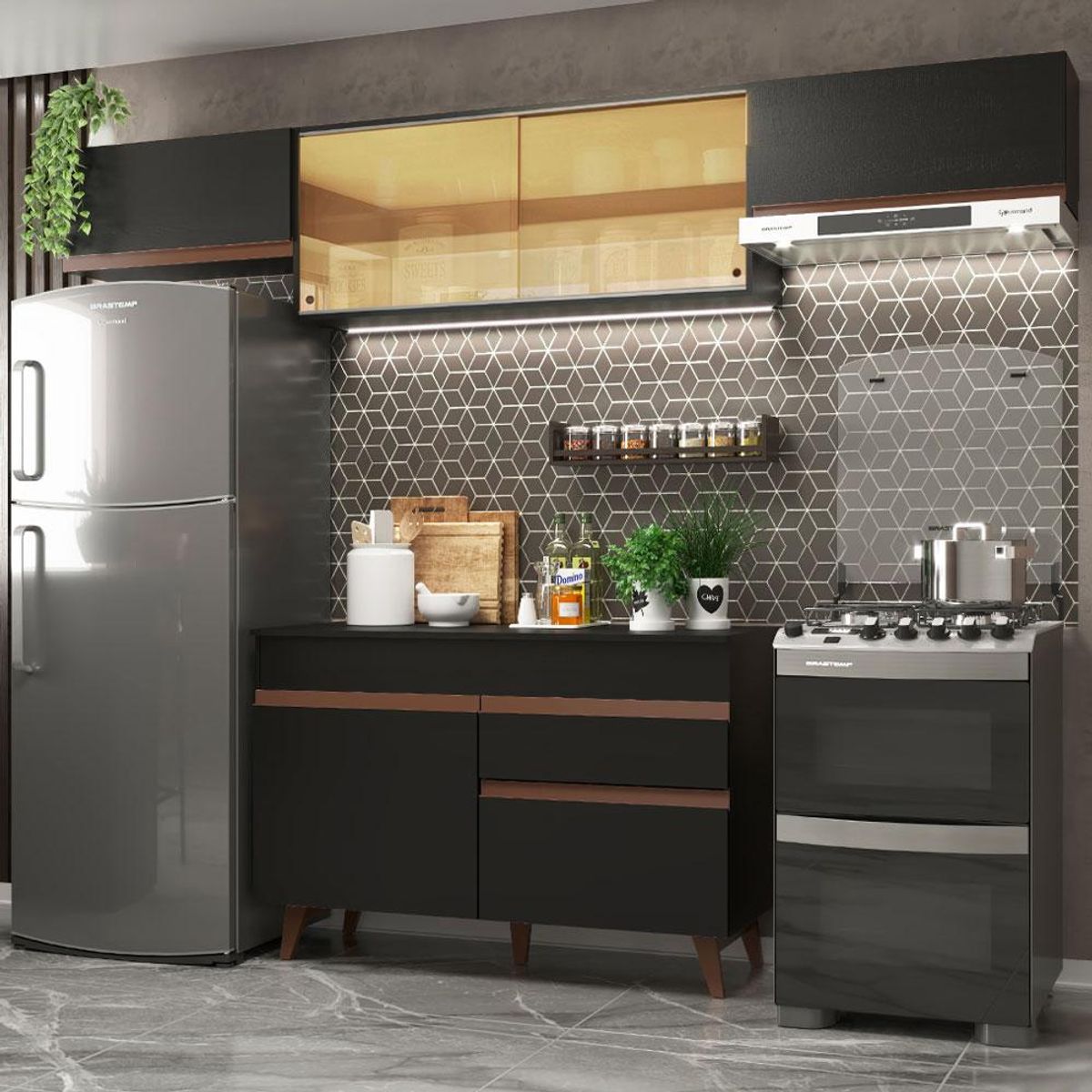 MADESA - Cocina Integral Reims 2.60 m con Encimera Negro 03