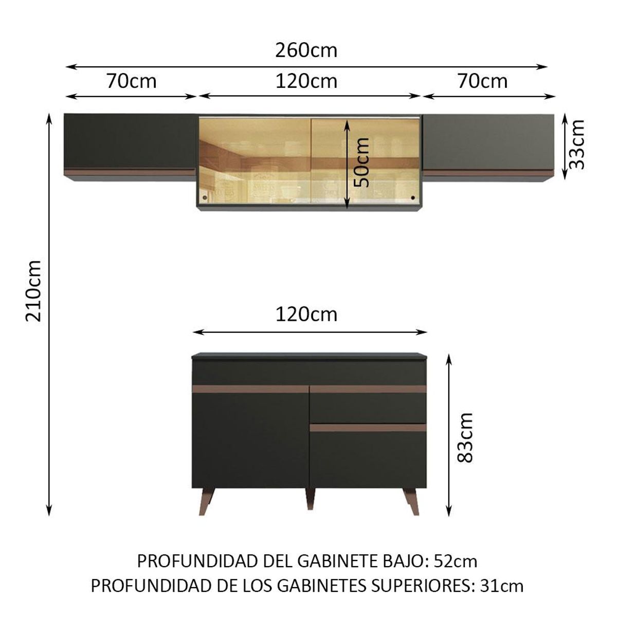 MADESA - Cocina Integral Reims 2.60 m con Encimera Negro 03