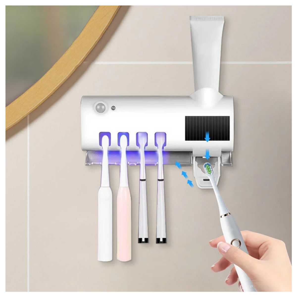 GENERICO - Dispensador De Crema Dental Soporte Protector De Cepillos