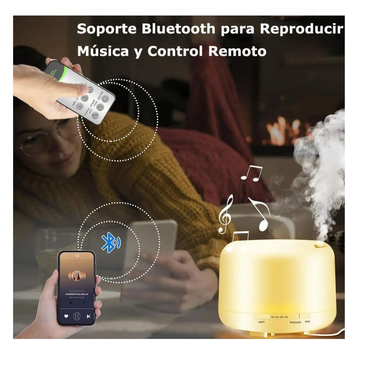 GENERICO - Humidificador Difusor De Aroma, Control + 1 Esencia Hidrosoluble 500ml