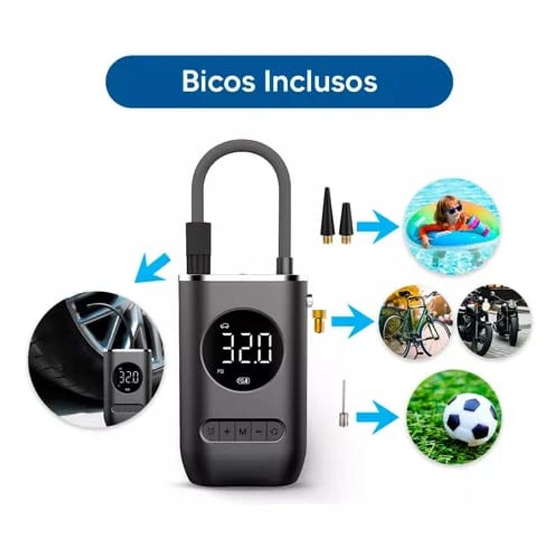 GENERICO - Compresor de Aire Inflador Digital Portátil Carro Moto balón Neumáticos