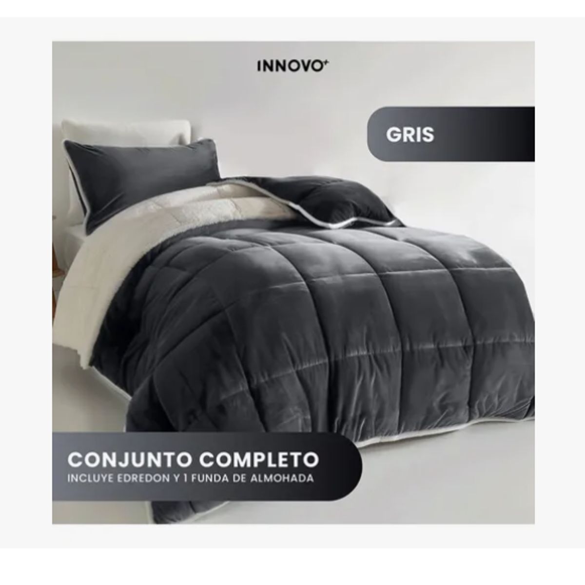 INNOVA - Cubre Cama Cubrelecho Sencilla Reversible Ovejero Suave Doble Faz