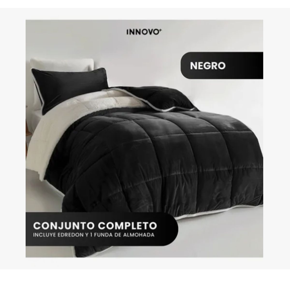 INNOVA - Edredón Cama Sencilla Reversible Ovejero Suave Negro Doble Fas
