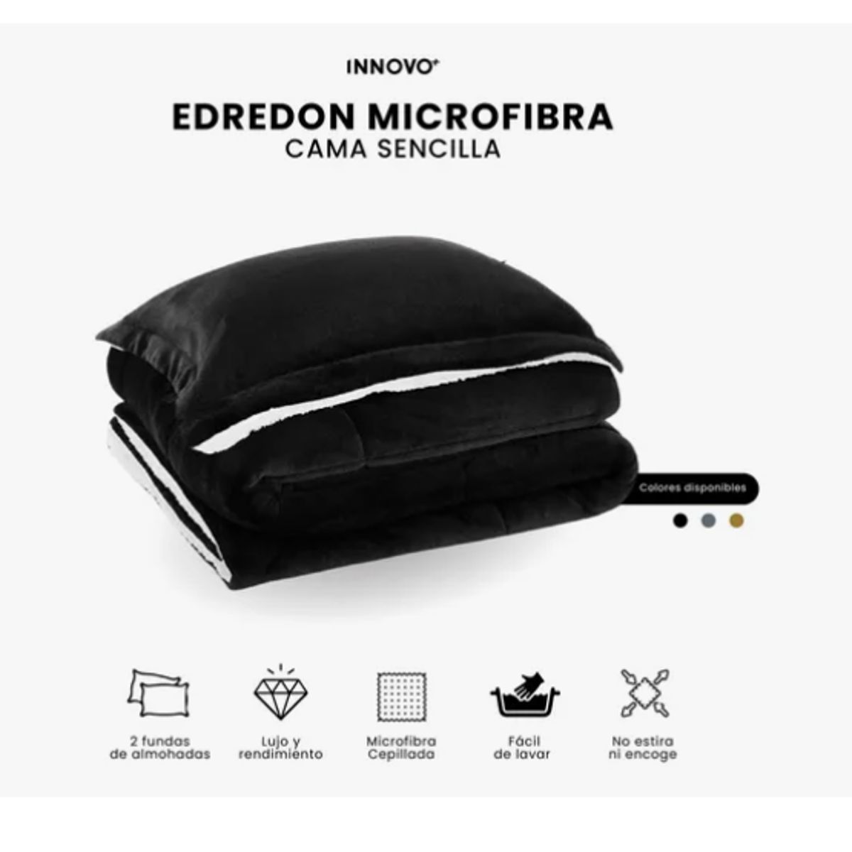 INNOVA - Edredón Cama Sencilla Reversible Ovejero Suave Negro Doble Fas