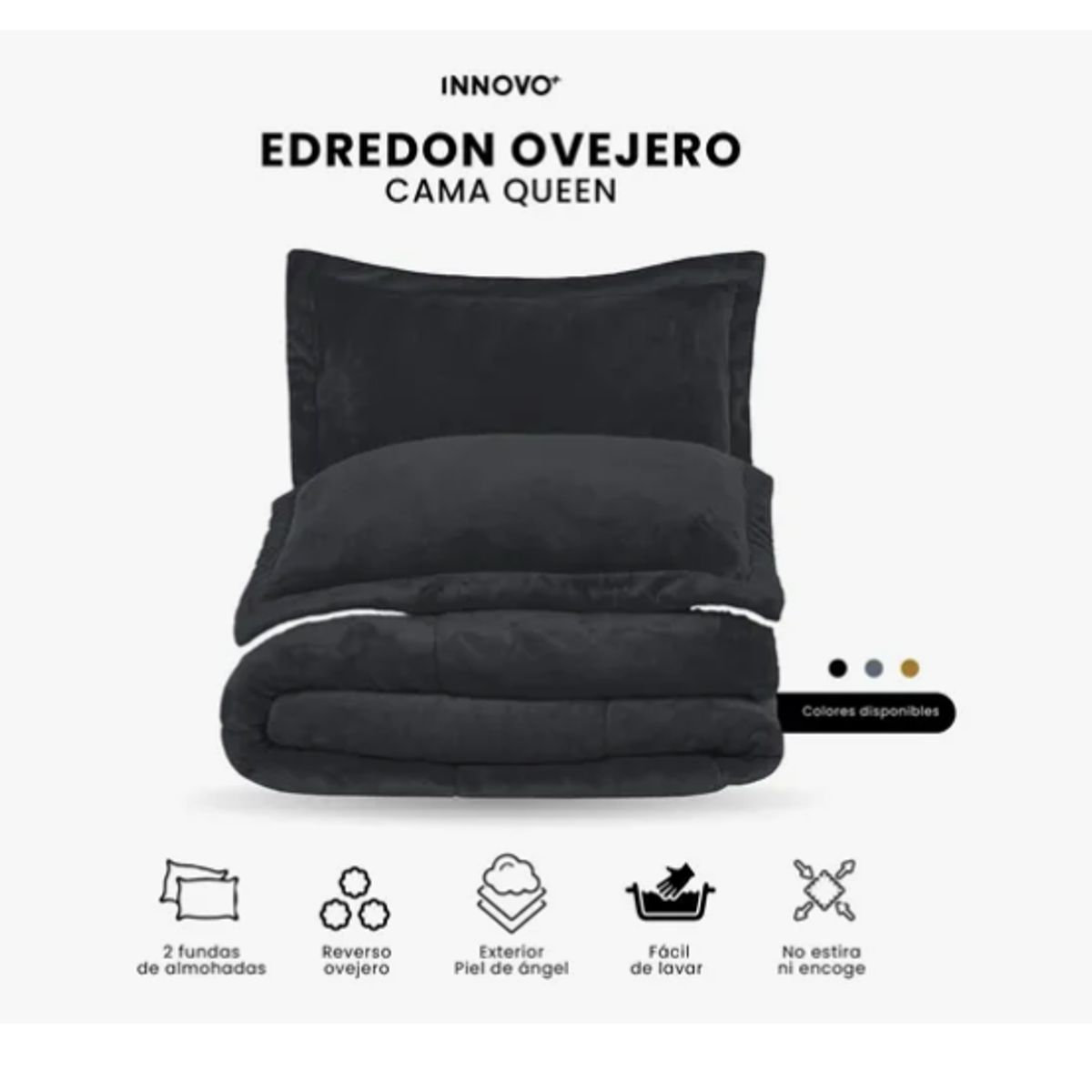 INNOVA - Cubrelecho Ovejero Queen Suave Caliente Reversible 2 Fundas Premium