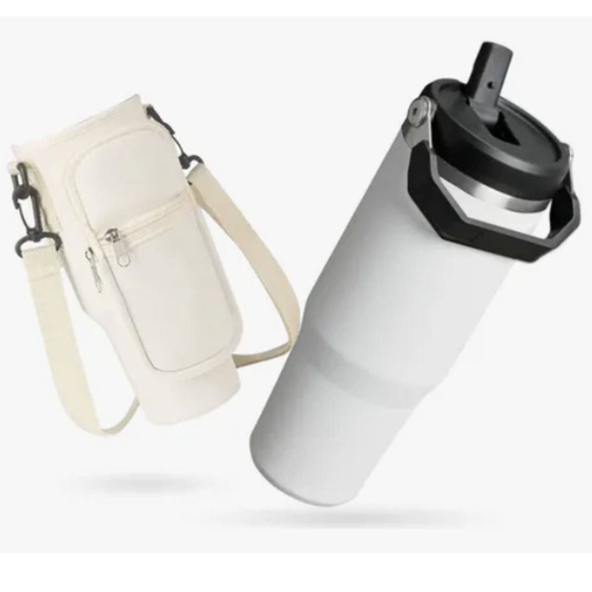 INNOVA - Termo 900 Ml Flip Con Funda De Neopreno Rosa Con Correa Y Bolsillos