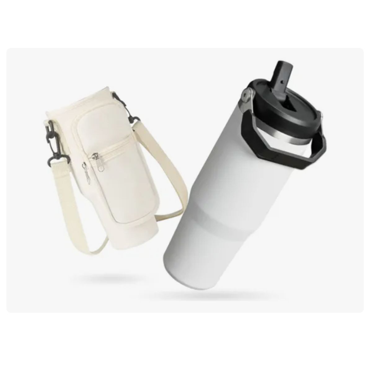 INNOVA - Termo 900 Ml Flip Con Funda De Neopreno Rosa Con Correa Y Bolsillos