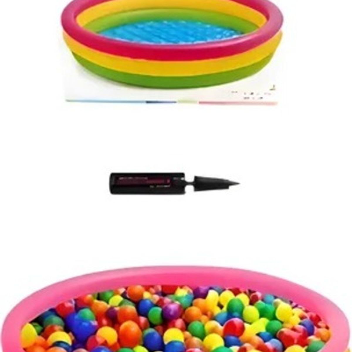 INTEX - Piscina Inflable 147cm X 33cm + 100 Pelotas Neon + Inflador