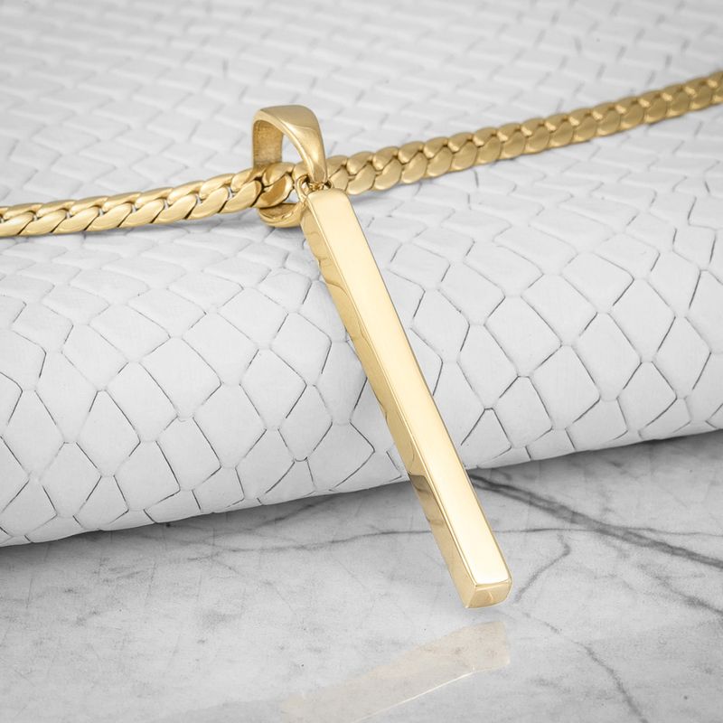 GLEAM GOLD - Dije Charm Unisex en Forma de Barra en Oro Laminado 18K