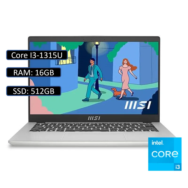 MSI - PORTATIL MSI MODERN 13 Intel Core i3 1315U 16GB RAM 512GB SSD 13.3″