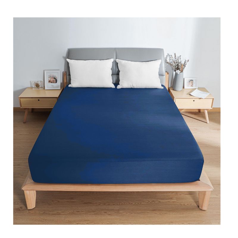 GENERICO - Forro de colchón antifluidos cama sencillo color azul -pastell 25 cms