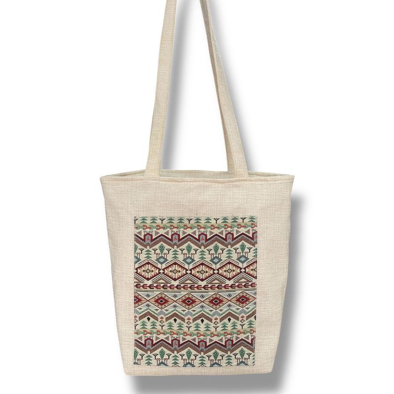 XIAN SHOES - bolso en lona gerogrifico beige