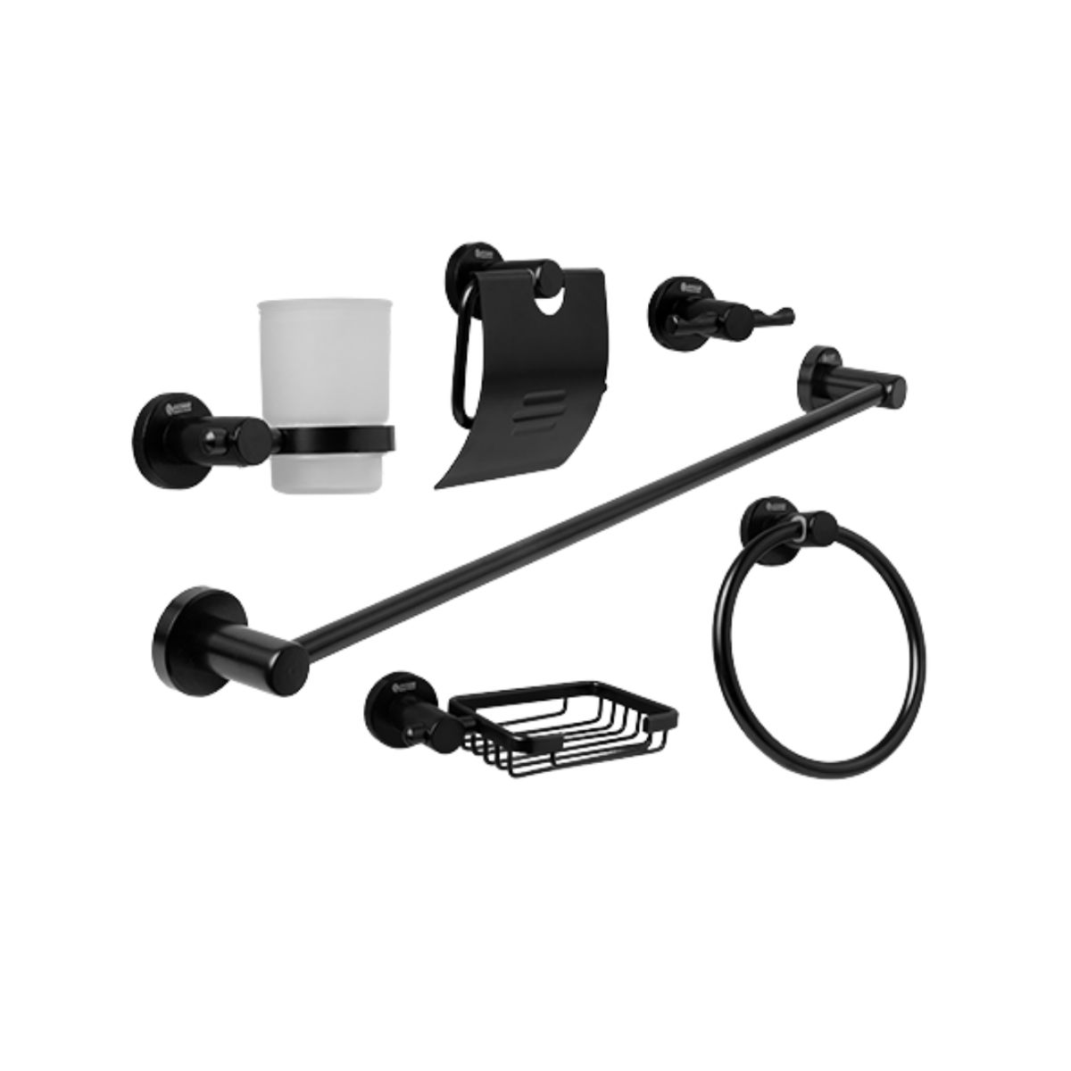 BOCCHERINI - Juego Accesorios Para Bano En Aluminiinio X 6 Piezas Negro