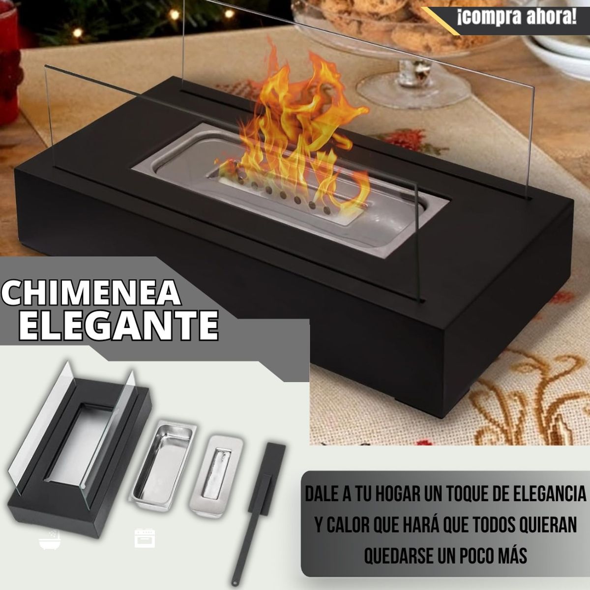 GENERAL - CHIMENEA DECORATIVA A BASE  DE ALCOHOL HERMOSA DECORACION