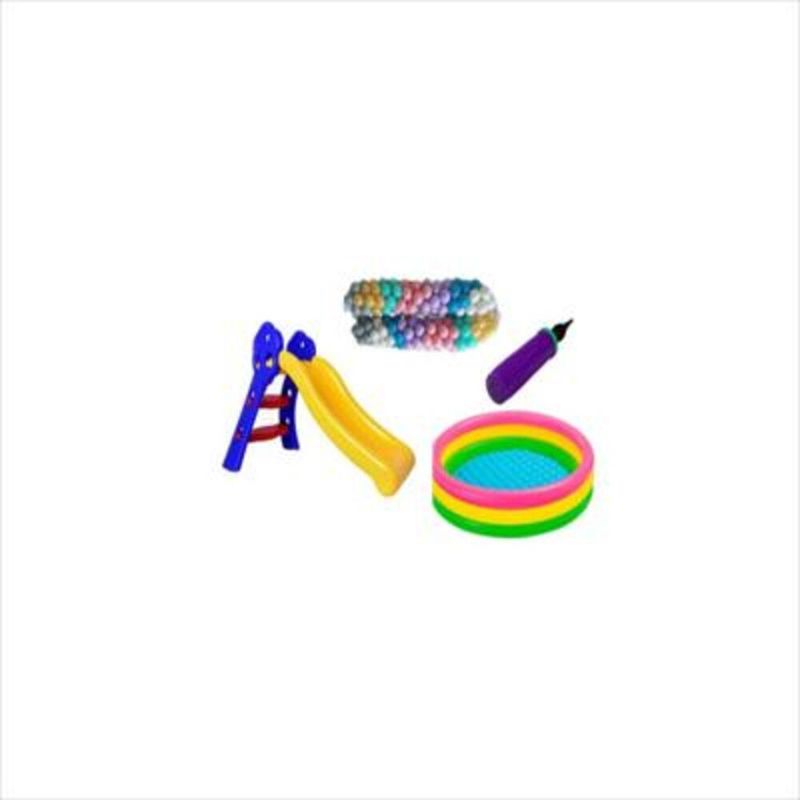 INTEX - Combo Piscina Infantil 147Cm+ Rodadero Niño+100 Pelotas Colores Pastel