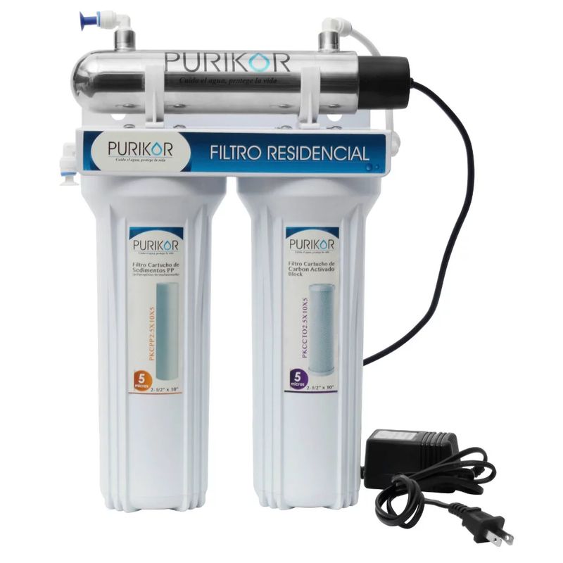 PURIKOR - Purificador de agua 3 etapas CTO+ PP + UV (Esterilizador Ultravioleta)