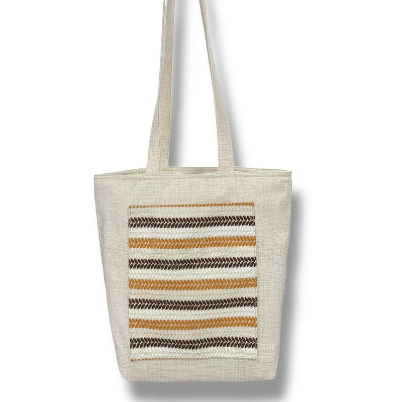 XIAN SHOES - bolso en lona trenza beige