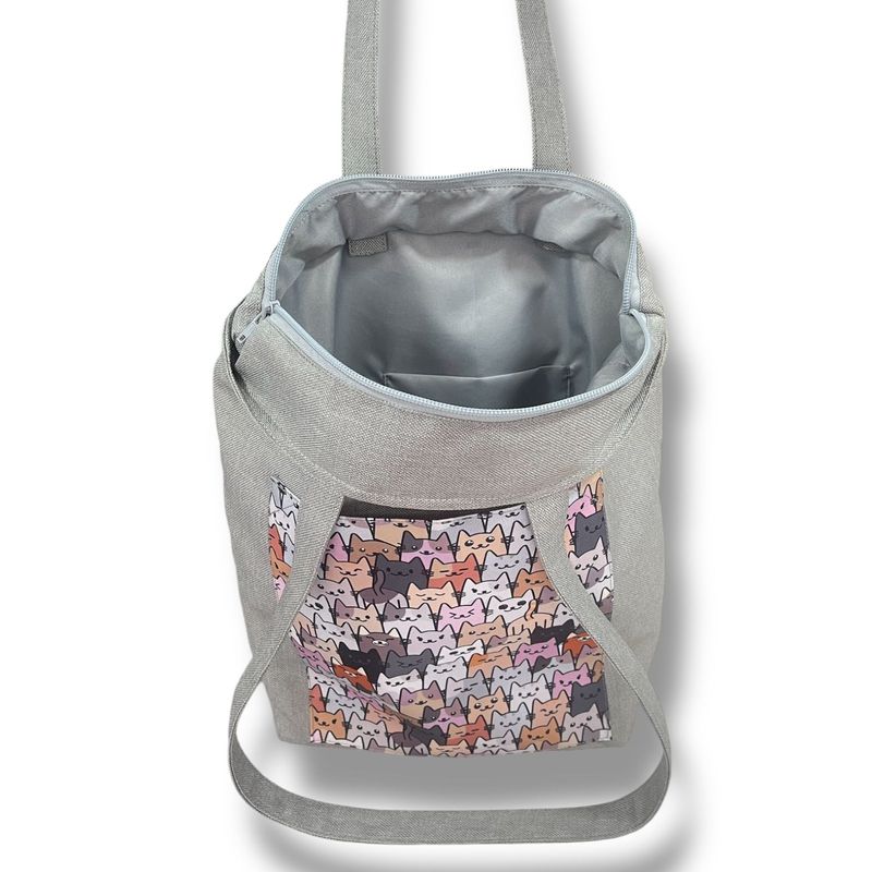 XIAN SHOES - bolso en lona gato cuatro gis