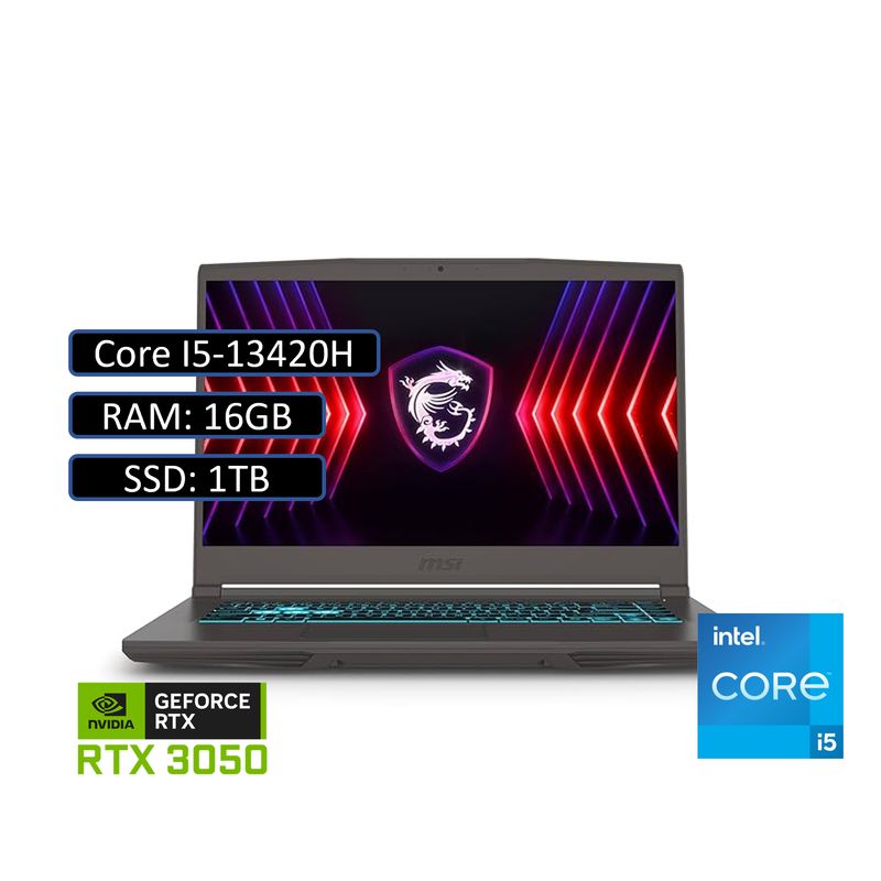 MSI - PORTATIL GAMER MSI THIN 15 Intel Core i5 13420H 16GB RAM 1TB SSD RTX 3050 15.6″