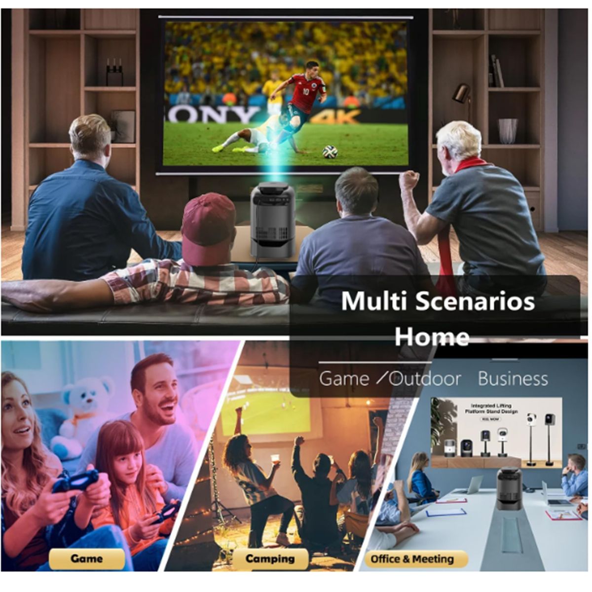 GENERICO - Audio Visual Mini Proyector Portátil Con Trípode Altura Ajustable