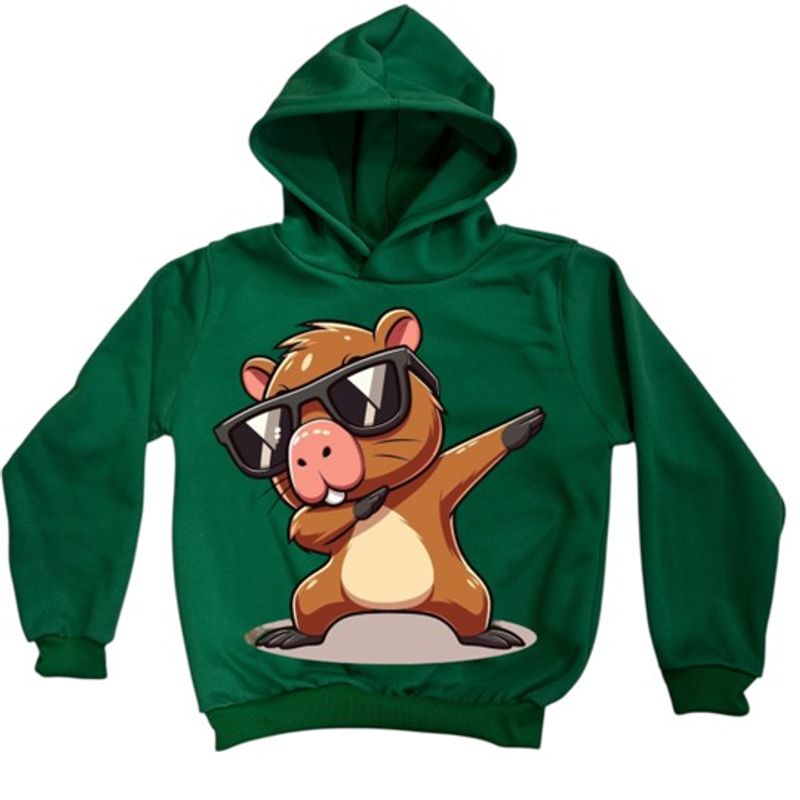 BRYKE - Buzo Hoddie Capota Niño Capibara Gafas Verde