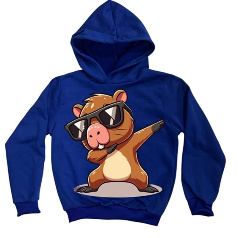 BRYKE - Buzo Hoddie Capota Niño Capibara Gafas  Azul rey