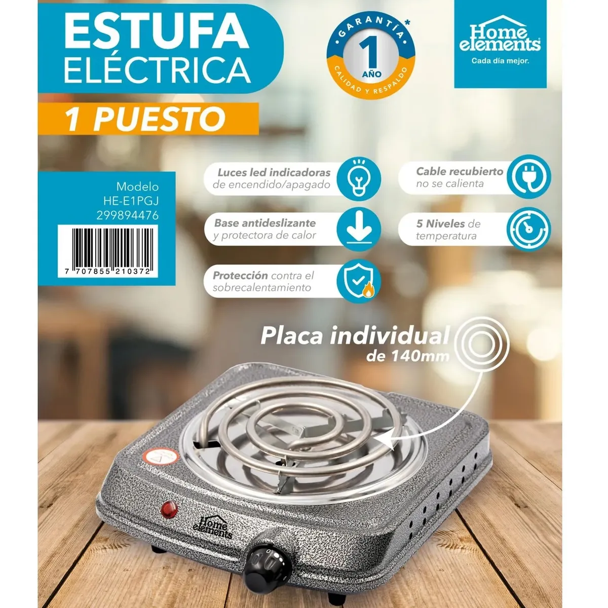 HOME ELEMENTS - ESTUFA ELECTRICA 1 PUESTO