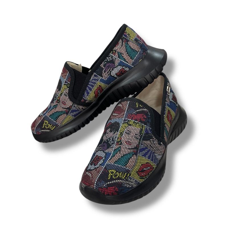 XIAN SHOES - Tenis Ultralivianos Mujer caricatura negra suela negra