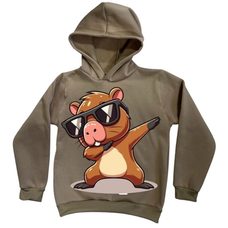 BRYKE - Buzo Hoddie Capota Niño Capibara Gafas Beige