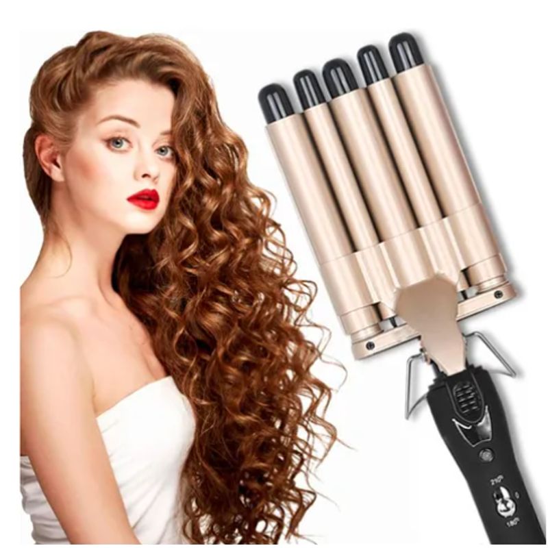 GENERICO - Rizador de pelo profesional de cinco barriles rizador de pelo eléctrico