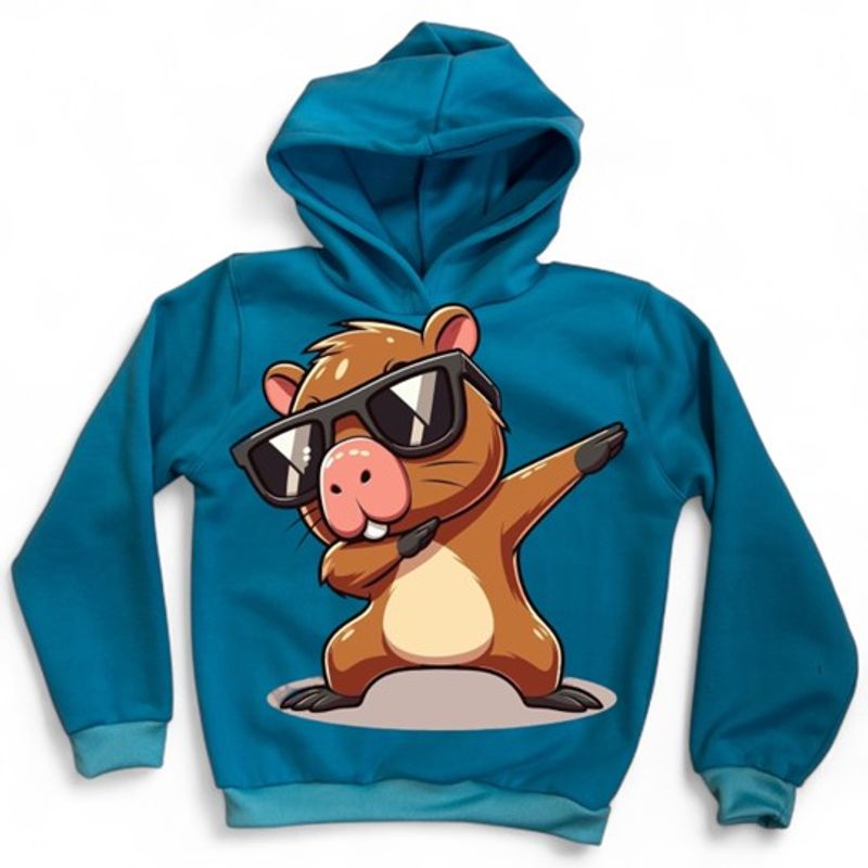 BRYKE - Buzo Hoddie Capota Niño Capibara Gafas azul