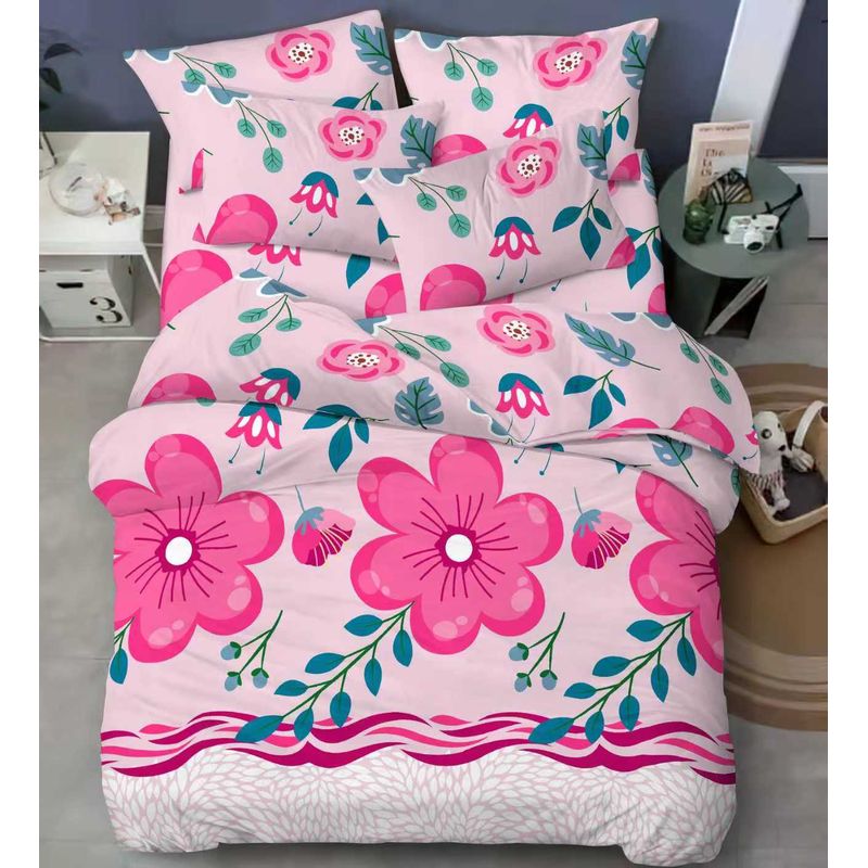 SIRENITAS - Juego de sabanas Cama Doble Flores Rosado