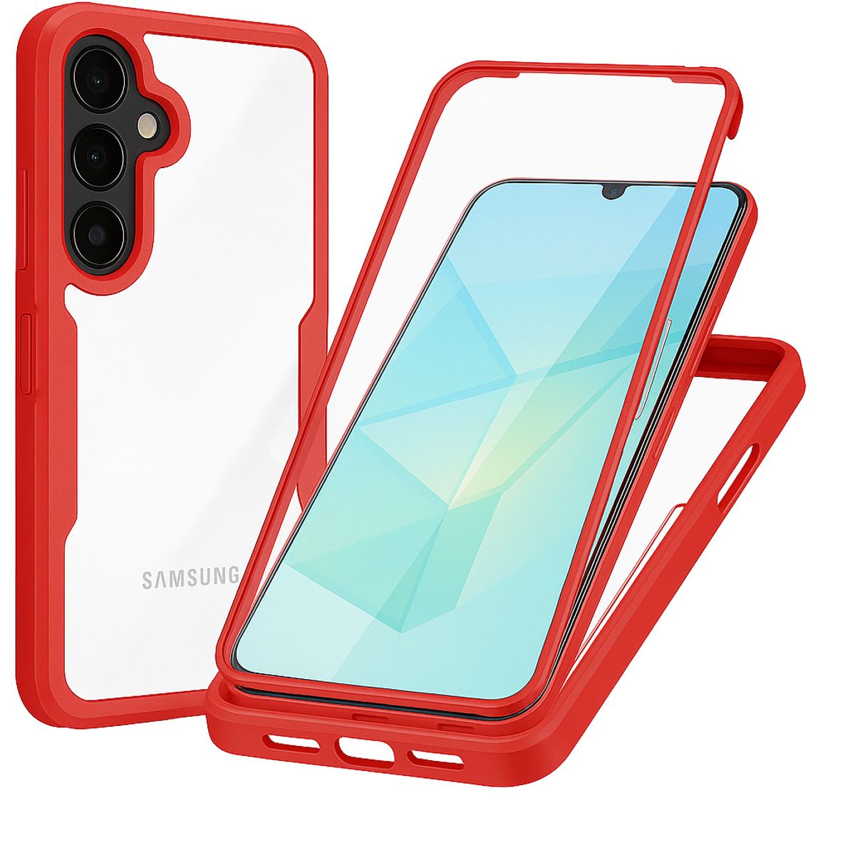 GENERICO - Estuche Protector Funda 2 En 1 Full 360 Para Samsung A36 / A37 / A56 Rojo