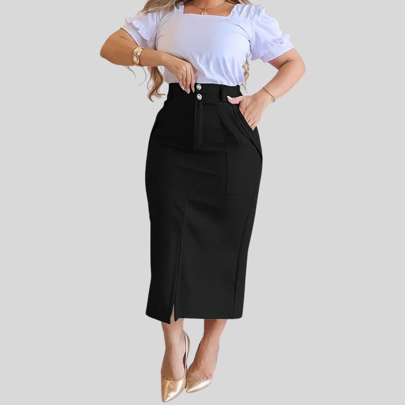 YURELKSHOP - FALDA MIDI ALTA CASUAL DAMA MUJER YURELKSHOP