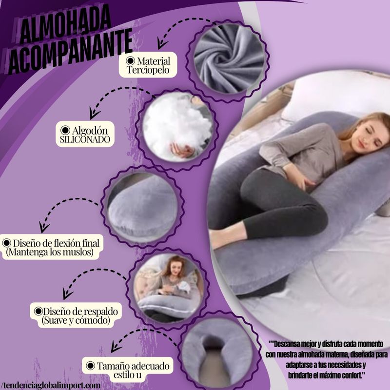 DORMIALMOHADA - ALMOHADA DE DESCANSO EN FORMA DE U PARA EMBARAZADAS